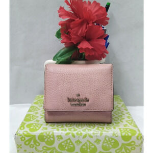 Kate Spade New York Pink Leather Credit Card ID Window Trifold Wallet
